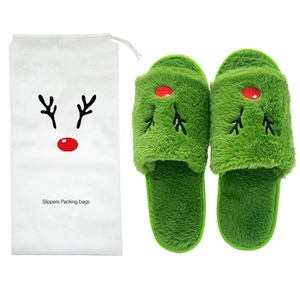Pantoufles <span class=keywords><strong>de</strong></span> Noël wapiti pour femmes pantoufles d'intérieur et d'extérieur en peluche orignal pantoufles <span class=keywords><strong>de</strong></span> Noël en peluche plates pour la maison pantoufles - Product Image 1