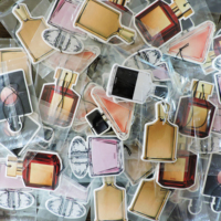 Distributeur promotionnel de désodorisants suspendus en papier pour voiture, carte aromatique personnalisée en forme de flacon de parfum avec boîte à messages