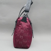 Sac fourre-tout monogramme rouge vin, grande capacité, sac à bandoulière en nylon, sangle amovible, sac à main décontracté pour le travail, les voyages et l'usage quotidien