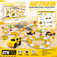 Jouet de construction flexible pour véhicules, sans lumière ni son, ensemble de construction DIY avec pont, tunnel et panneaux routiers pour enfants