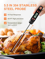 Termometer Daging Digital Portabel Fleksibel Layar LCD Bertenaga Baterai ABS+Baja Tahan Karat Respon Cepat / Dapur Roti