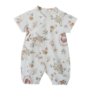 Combinaisons écologiques personnalisées 100% coton pur à <span class=keywords><strong>manches</strong></span> <span class=keywords><strong>courtes</strong></span> avec boutons latéraux <span class=keywords><strong>croisés</strong></span> pour bébés garçons et filles pour dormir - Product Image 2