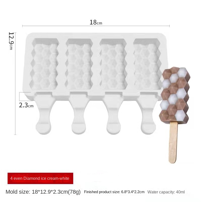 Helado de diamante de 4 piezas-Blanco