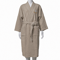 Peignoir léger en tissu gaufré pour hôtel et spa, avec col kimono, vêtement de détente pour les vacances, ceinturé, super doux