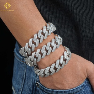 925 <b>Silver</b> Moissanite Cuban Link <b>Bracelet</b> Rhodium Plated GRA Certified 20mm Hip Hop Men's Luxury Chain <b>Bracelet</b> - Product Image 2