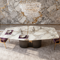 Table à manger rectangulaire en marbre blanc de luxe pour la maison, le restaurant, la cuisine, le salon, les meubles de salle à manger