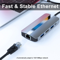 EONLINE HUB Type C vers HD-compatible 3.0 Adaptateur PD Type C HUB Dock 4K RJ45 pour MacBook iPad Pro Air USB C Splitter