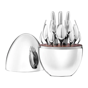 Bộ đồ ăn đặt 24-Piece vàng bạc hình trứng thép không gỉ Flatware Set cao cấp dao kéo thiết lập ánh sáng sang trọng Bộ đồ ăn đầy màu sắc - Product Image 2