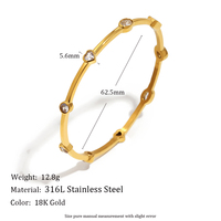 Brazalete de Barra Geométrica de Acero Inoxidable Chapado en Oro Dreamshow con Circonitas para Mujer, Joyería de Moda Brillante, Regalo