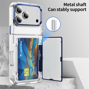 กระเป๋าใส่บัตร RFID สำหรับเดินทาง เคสโทรศัพท์ใสสำหรับ iPhone 18 17 16 15 14 Pro Max พร้อมขาตั้งแบบพับได้ ฝาหลังใส - Product Image 5