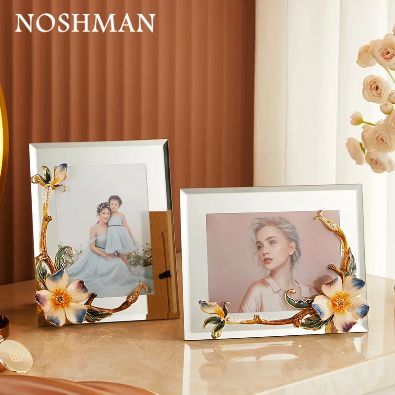 NOSHMAN designer art metal decor import ornate square modern gold glass picture frames for home decor china manufacturers