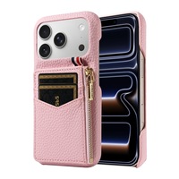 Étui de téléphone en cuir PU de luxe avec porte-cartes magnétique pour iPhone 17 16 15 Pro Max, antichoc, avec portefeuille zippé