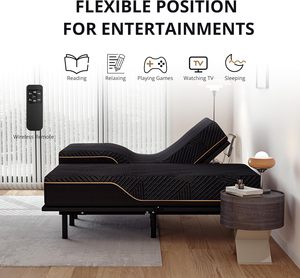 Cadre de lit King réglable avec matelas en mousse à mémoire de forme Télécommande sans fil Cadre de lit inclinable pour la tête et les pieds Mode zéro gravité - Product Image 3