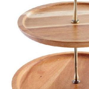 2-Tier Macaron khay bánh tráng miệng trái cây Snack kẹo tự chọn hiển thị giá Acacia gỗ cupcake đứng - Product Image 2