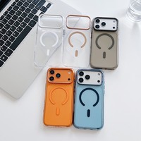 Coque rigide en PC avec support d'objectif pour iPhone 17 Pro Max, étui de téléphone portable pour iPhone 11 12 13 14 15 16, coque arrière magnétique