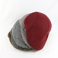 Casquette de style newsboy en laine mélangée à motif chevron classique pour homme