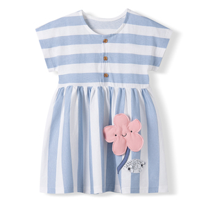 Robe en coton rayée pour filles, jolies robes d'été décontractées à fleurs 3D pour enfants, robe d'été à manches courtes en forme de <span class=keywords><strong>A</strong></span> pour bébés filles de 1 à 6 ans - Product Image 6