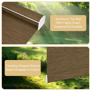 ZHENPIN pelindung UV tanpa kabel Roller tirai penyaringan cahaya tekstur kayu jendela nuansa imitasi kain bambu Built-in - Product Image 5