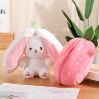 Schattige fruitfiguren die veranderen in konijnenpoppen; schattige radijs- en aardbeienknuffels van pluche, 11-30 cm, voor kinderen van 8-13 jaar, groothandel, verjaardagscadeaus