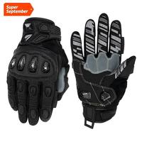 Gants de course en fibre de carbone pour moto, en cuir, à doigts entiers, compatibles écran tactile, antidérapants, de protection pour hommes et femmes