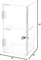 Vitrine carrée en acrylique transparent moderne de 12 pouces x 6 pouces x 6 pouces avec 1 étagère écologique