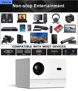 Latest V0022SM Android Smart Wireless Mobile Connect Big Screen LED 4K Support 3D LED Mini Projector For Home Use