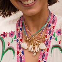 Collar de Acero Inoxidable para Mujer, Chapado en Oro, con Colgante de Cuentas de Arroz, Estilo Playa, para Fiestas