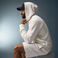 Sweat à capuche gaufré pour homme avec poche kangourou et poignets côtelés, pull décontracté d'automne, style urbain et extérieur, vente en gros personnalisée