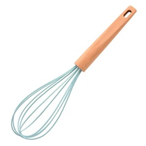 Fouet à œufs multifonctionnel en silicone de qualité alimentaire avec manche en bois, outils de cuisine, mélangeur manuel pour la pâtisserie - Grande Vente - Product Image 1