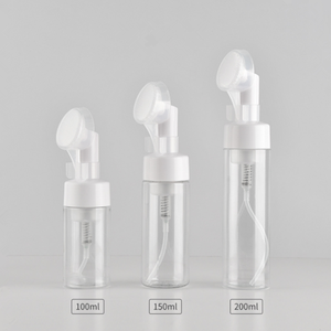 Nouvelles bouteilles de savon <span class=keywords><strong>moussant</strong></span> pour les mains en PTEG transparent blanc ambre 250 ml Nettoyant visage Bouteille en plastique à pompe à mousse avec brosse - Product Image 1