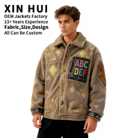 Blouson Bomber Vintage Personnalisé 2026 en Polyester avec Épingle Brodé sur le Col Montant – Vêtement d'Extérieur Hiver Imperméable et Coupe-Vent