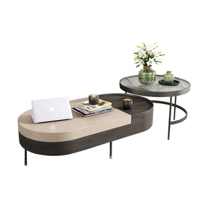Tables basses <span class=keywords><strong>en</strong></span> <span class=keywords><strong>verre</strong></span> avec <span class=keywords><strong>pieds</strong></span> <span class=keywords><strong>en</strong></span> métal modernes de style ovale gris pour le salon - Product Image 6