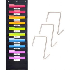 10-Pocket 600D Oxford <b>File</b> Pocket Chart, Over Door Hanging Organizer for <b>Files</b> Magazines, Wall <b>Storage</b> for Classroom Office Home - Product Image 1