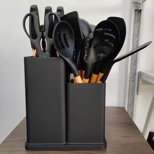 Wooden Handle Silicone <b>Kitchenware</b> Set of 19 Pieces Non Stick Pot Silicone Shovel Spoon Knife Silicone <b>Kitchenware</b> Set - Product Image 5