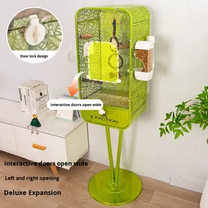 Kandang Burung Ekologis Berlapis Logam Kering, Kandang Burung Beo Indoor Vertikal Besar Transparan Mewah Model Villa, Khusus <span class=keywords><strong>Cockatiel</strong></span> Berkualitas Tinggi - Product Image 4