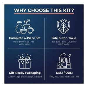 Kit de peinture céramique DIY, cadeau d'<span class=keywords><strong>anniversaire</strong></span> <span class=keywords><strong>pour</strong></span> enfants et adultes, peignez votre propre ensemble de poterie, fournisseur OEM personnalisé, étiquette privée - Product Image 5