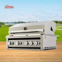 Parrilla de Gas Integrada con 4+1 Quemadores, Acero Inoxidable 304, 48000 BTU, Parrilla para Isla de Cocina al Aire Libre con Rejilla de Calentamiento y Termómetro