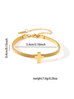 H2 E0013 Ensemble de bracelets classiques pour femme en acier inoxydable plaqué or 18 carats avec fermoir à motif scriptural et croix torsadée, pour tenues de soirée