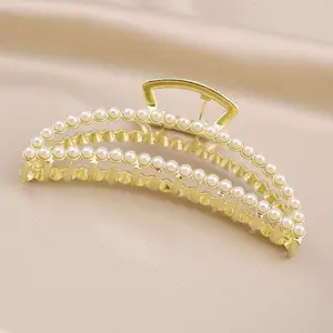 Wholesale Big hair catch with rhinestone Metal hair clip with pearls