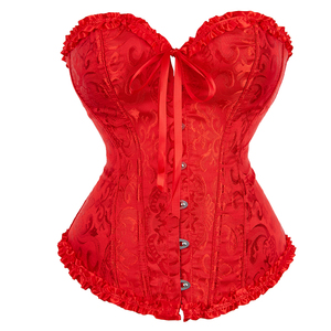<span class=keywords><strong>Corsetto</strong></span> Bustier da <span class=keywords><strong>Donna</strong></span> Senza Spalline con Fiocco e Pizzo Floreale Tinta Unita, <span class=keywords><strong>Top</strong></span> <span class=keywords><strong>Corsetto</strong></span> Rosso Overbust per Natale - Product Image 3