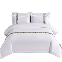 Parure de lit de luxe 100 % polyester imprimée moderne pour hôtel et maison, toutes saisons, unie, écologique, tissée, respirante, drap et taie d'oreiller