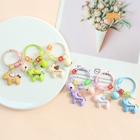 Nouveau porte-clés pendentif poney de dessin animé, breloque clochette colorée, accessoire créatif polyvalent, décoration suspendue en résine plastique, hiver
