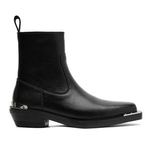 Bottes Chelsea pour hommes en cuir véritable à bout carré et talon haut, style britannique décontracté, toutes saisons, avec fermeture éclair, vente en gros - Product Image 1