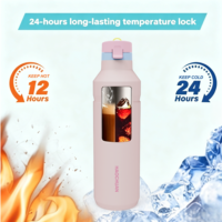 Bouteille d'eau sport écologique avec couvercle à paille rabattable, bec verseur lisse, design élégant et minimaliste, avec poignée