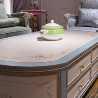 Table basse ovale de style château provincial français, 4 tiroirs de rangement, peinte à la main, motif floral doré, romantique, pour salon ou villa