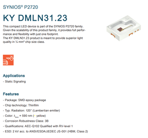 OSRAMs KY DMLN31.23 590nm Jaune 35lm 0.47W 120 Degrés 2720 SMD LED Clignotant Automobile LED - Product Image 2