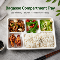 Bandeja de Almuerzo Ecológica de Caña de Azúcar con Bisagras - Contenedor Desechable Compostable para Comida para Llevar, Bandeja de Alimentos de Bagazo