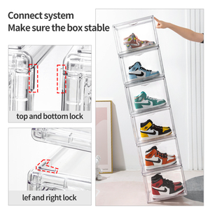 Wholesale Transparent Plastic Sneaker Stackable <b>Shoe</b> <b>Storage</b> Boxes Drop Front Acrylic Drawer Type Magnetic Clear <b>Shoe</b> Box - Product Image 3