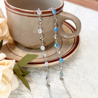 Bijoux d'été en argent sterling 925 élégants Offre Spéciale Bracelets à breloques en zircon bleu avec cœur d'océan pour femmes