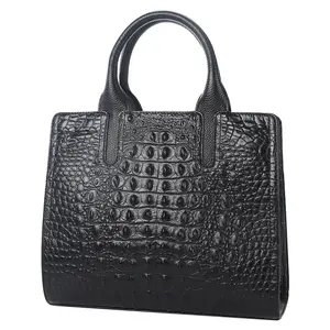 Bolsa feminina de couro de vaca de meia-idade, nova camada superior de couro de crocodilo, bolsa crossbody de ombro em couro legítimo para mulheres